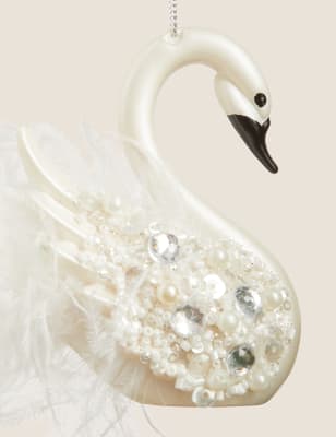 

Jewelled Swan Bauble - Silver, Silver