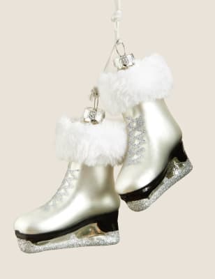 

Eislaufstiefel aus Glas als Hängedekoration - Silber, Silber