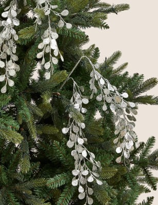 

M&S Collection 2er-Pack silberfarbener, glitzernder Eukalyptus als Baumdekoration zum Aufstecken, Silber