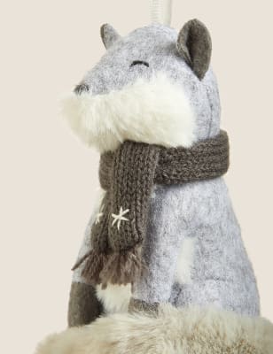 

Hanging Snow Fox Decoration - Silver, Silver