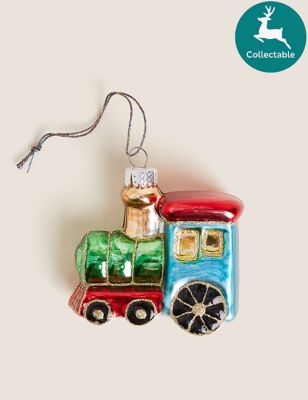 Multicoloured Glass Hanging Train Bauble