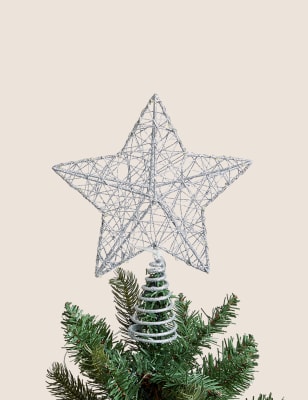 

M&S Collection Silver Light Up Star Tree Topper, Silver