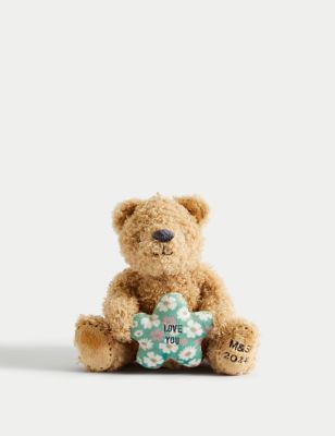 Spencer Beartm Flower Soft Toy - Brown Mix, Brown Mix