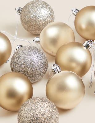 

M&S Collection 12pk Gold Shatterproof Hanging Baubles - Pearl, Pearl