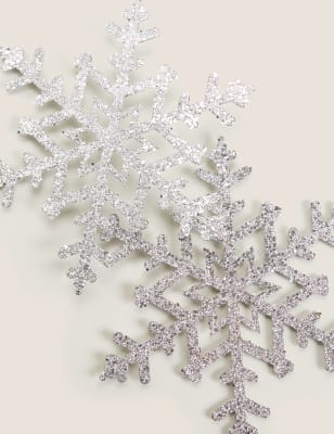 

2 Pack Glitter Snowflake Tree Decorations - Silver, Silver