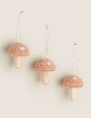 

3 Pack Toadstool Tree Decorations - Gold, Gold