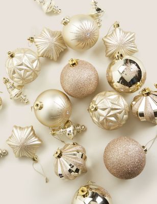 

20 Pack Gold Baubles, Gold