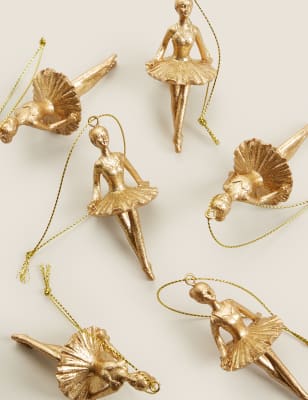 

6 Pack Gold Hanging Ballerina Decorations, Gold