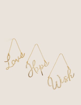 

Pack de 3 adornos colgantes de letras dorados - Gold, Gold