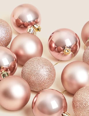 

M&S Collection 12pk Rose Gold Shatterproof Baubles - Blush Pink, Blush Pink