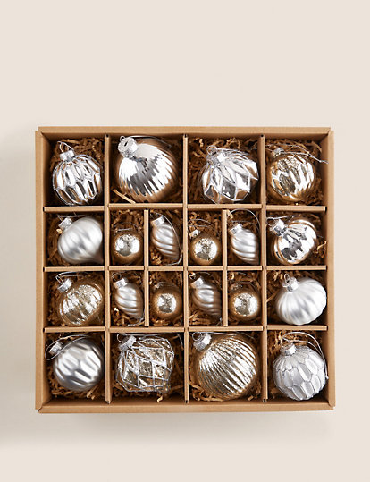 20pk Silver Glass Baubles