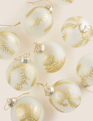 

M&S Collection 9pk Frosted Glass Baubles - White Mix, White Mix