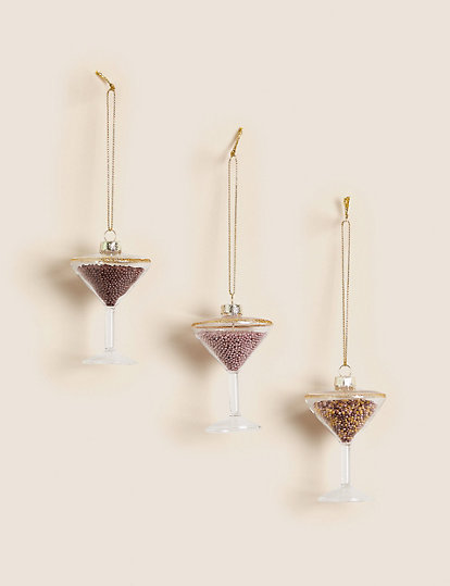 3pk Cocktail Glass Hanging Decorations