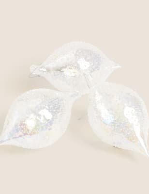 

M&S Collection 3pk Frosted Glass Teardrop Baubles - Clear, Clear