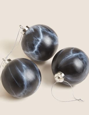 

M&S Collection 3pk Marbled Ceramic Baubles - Black Mix, Black Mix