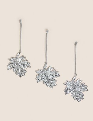 

M&S Collection 3pk Silver Hanging Leaf Decorations - Charcoal, Charcoal