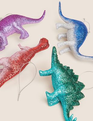 

M&S Collection 4pk Glitter Hanging Dinosaur Decorations - Multi, Multi