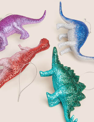 

M&S Collection 4pk Glitter Hanging Dinosaur Decorations - Multi, Multi