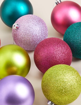 

M&S Collection Pack de 10 adornos irrompibles grandes en varios colores - Multicolor, Multicolor