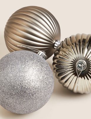 

M&S Collection 3pk Extra Large Baubles - Charcoal, Charcoal
