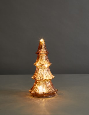 

M&S Collection Small Glass Light Up Tree Decoration - Blush, Blush