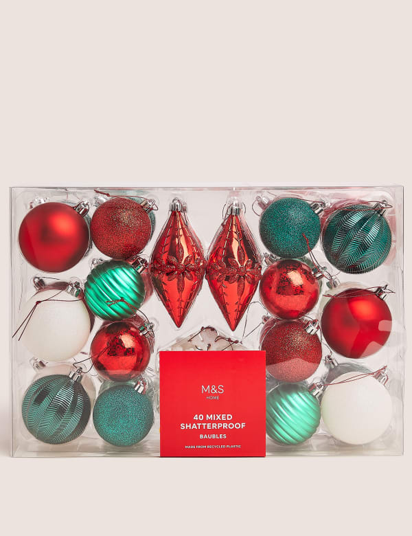 40 Mixed Shatterproof Baubles M S