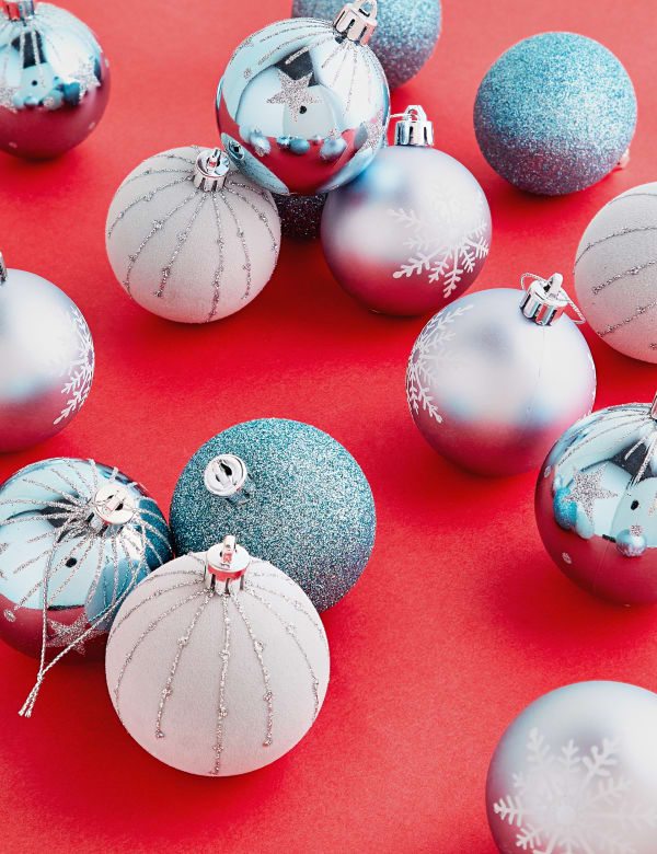 Silver Christmas Baubles Xmas Tree Baubles Decorations M S