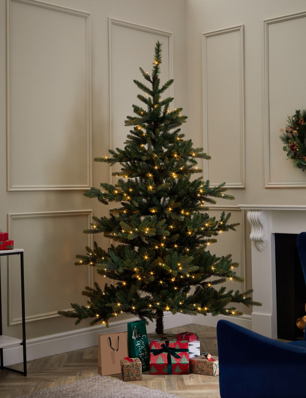 7ft Warm Pre-lit Noble Christmas Tree image 1