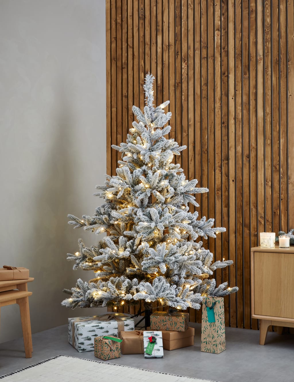 6ft Warm Pre-Lit Snowy Noble Christmas Tree image 1