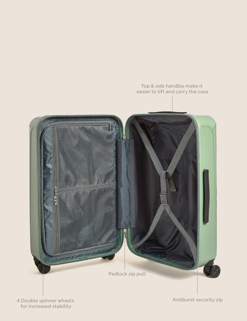 Amalfi 4 Wheel Hard Shell Medium Suitcase image 6