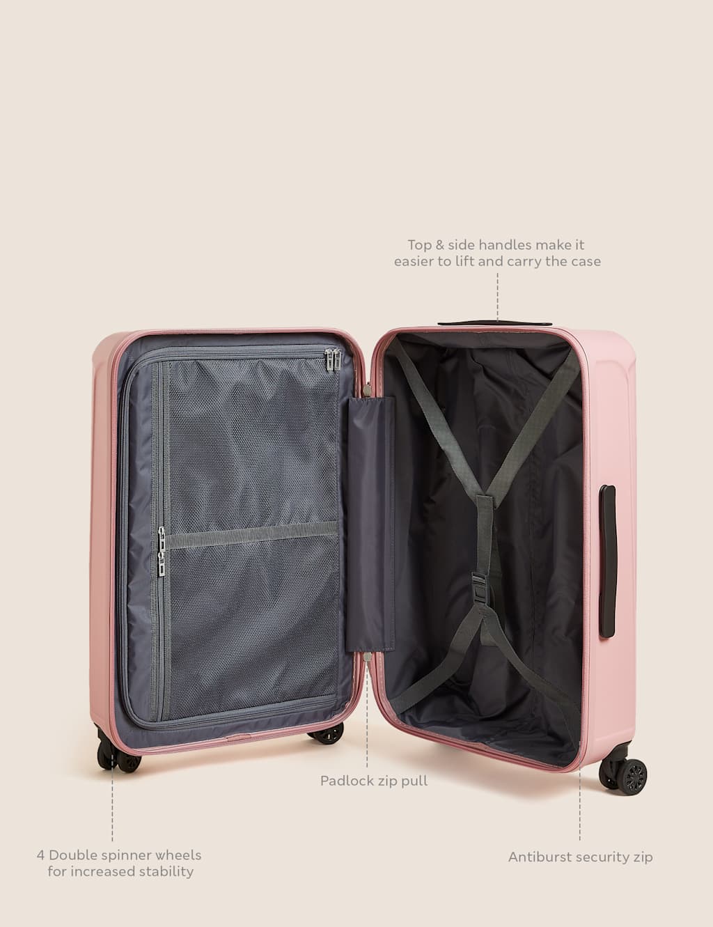 Amalfi 4 Wheel Hard Shell Medium Suitcase image 8