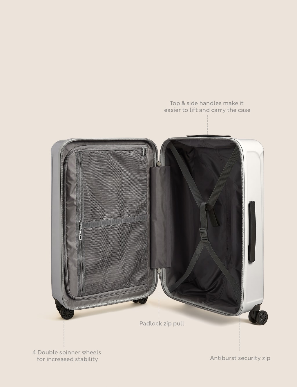 Amalfi 4 Wheel Hard Shell Medium Suitcase image 8