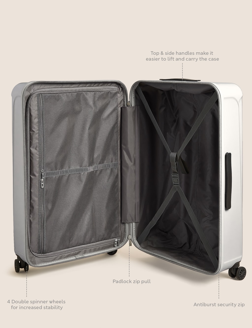 Amalfi 4 Wheel Hard Shell Large Suitcase image 6