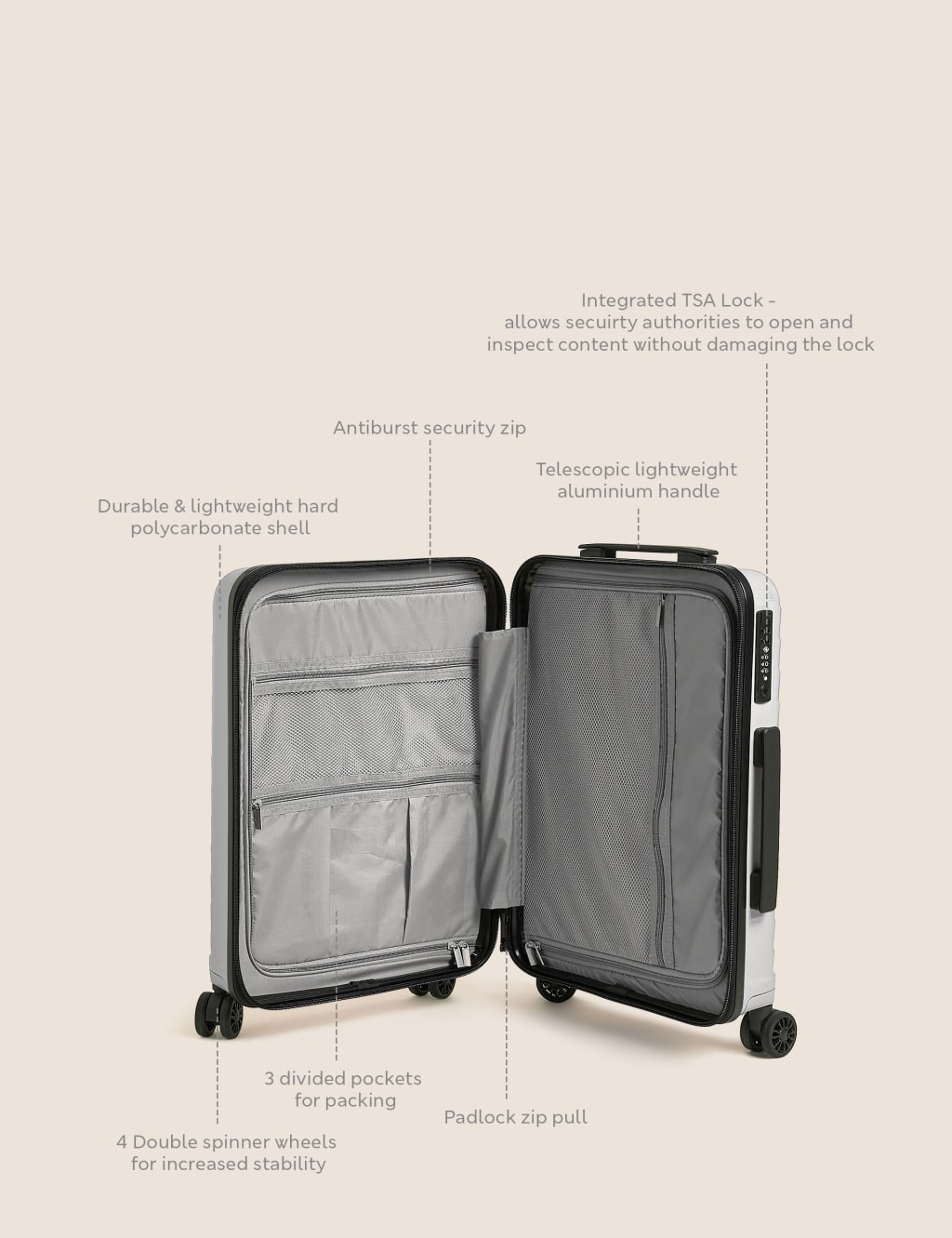 Oslo 4 Wheel Hard Shell Cabin Suitcase image 9