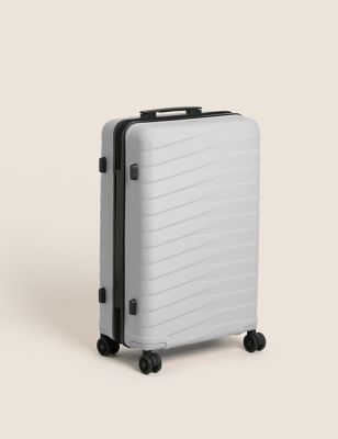 M&S Oslo 4 Wheel Hard Shell Medium Suitcase - Silver, Silver,Red,Black