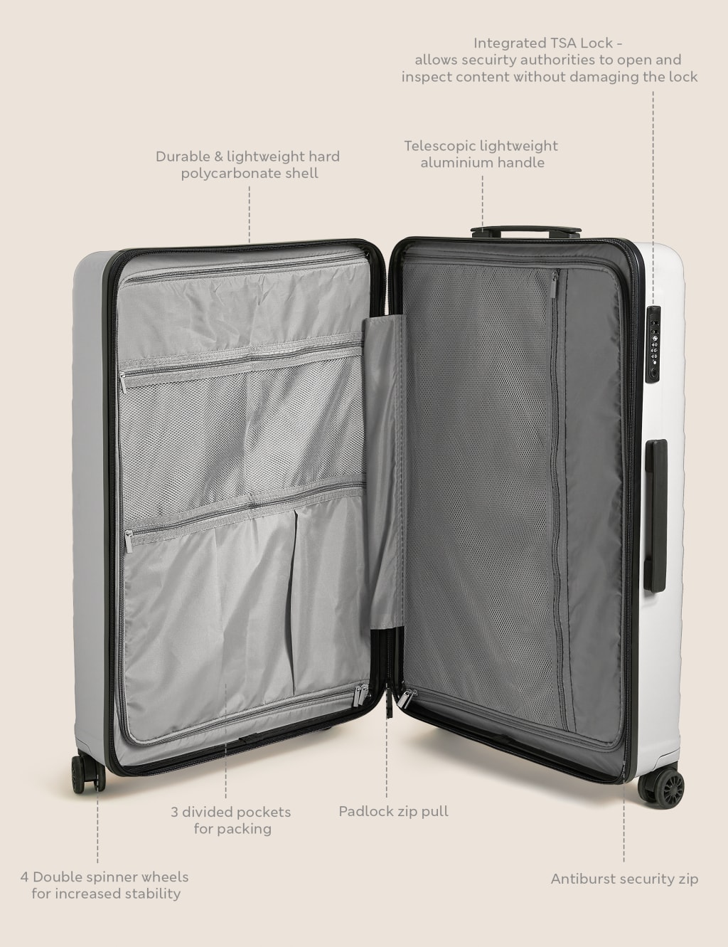 Oslo 4 Wheel Hard Shell Large Suitcase image 7