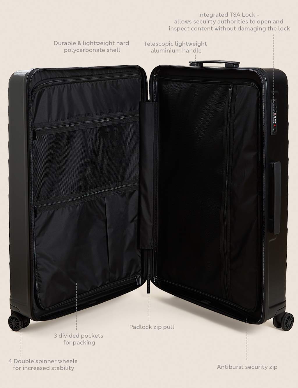 Oslo 4 Wheel Hard Shell Large Suitcase image 8