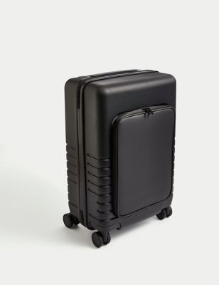 M&S Hybrid 4 Wheel Hard Shell Cabin Suitcase - Black, Black
