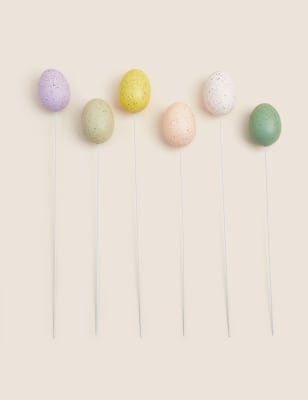 

6pk Egg Vase Picks - White Mix, White Mix