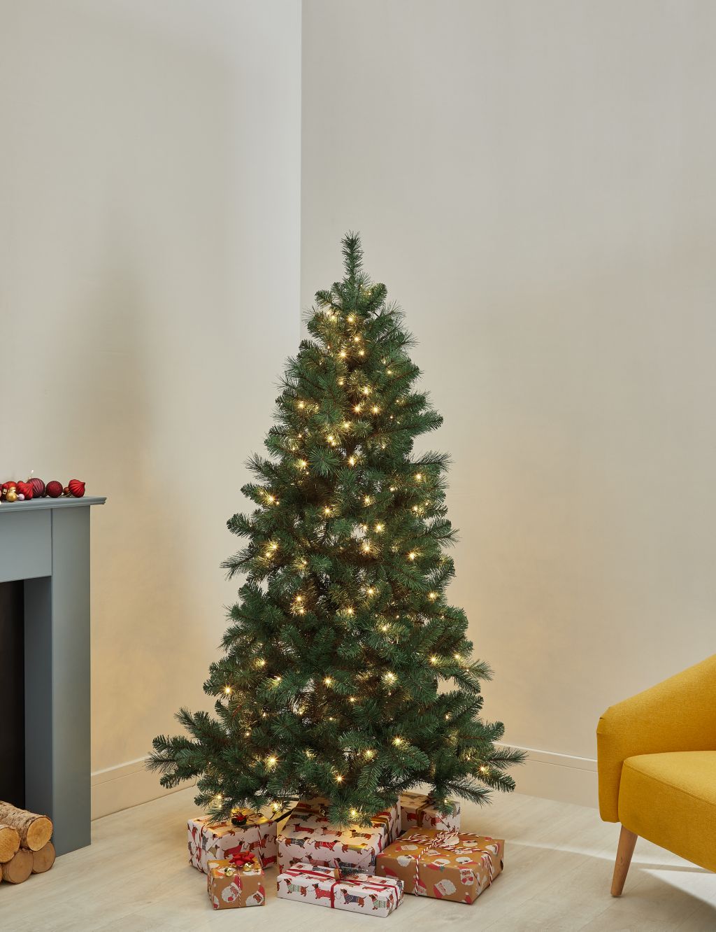 6ft Pre-Lit Pine Christmas Tree image 1