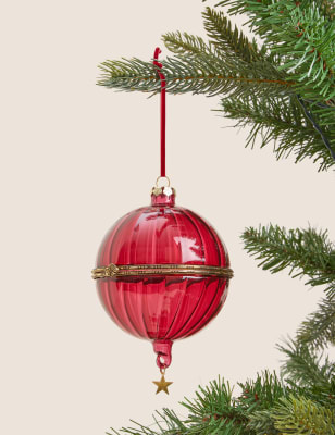 

M&S Collection Red Glass Open & Close Bauble - Red Mix, Red Mix