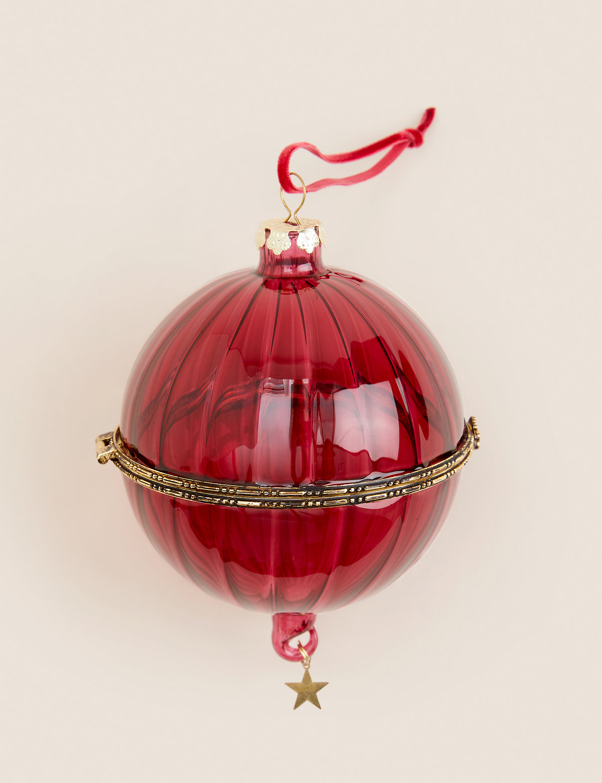 Red Glass Open & Close Bauble