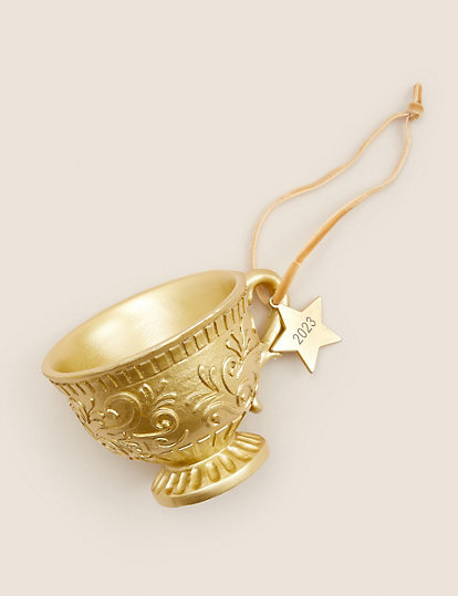 Gold Hanging Teacup Decoration