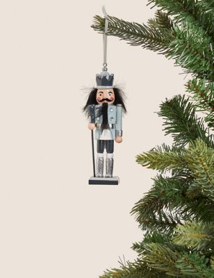 

M&S Collection Silver Hanging Nutcracker Decoration - Silver Mix, Silver Mix