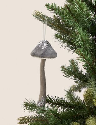 

M&S Collection Silver Felt Hanging Toadstool Decoration - Silver Mix, Silver Mix