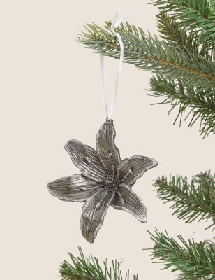 

M&S Collection Silver Hanging Poinsettia Decoration - Silver Mix, Silver Mix