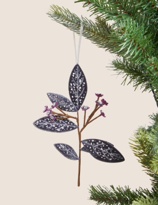 

M&S Collection Hanging Cascade Leaf Decoration - Silver Mix, Silver Mix