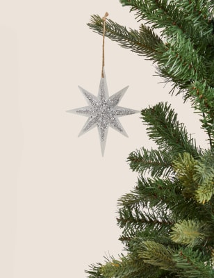 

M&S Collection Silver Hanging North Star Decoration - Silver Mix, Silver Mix