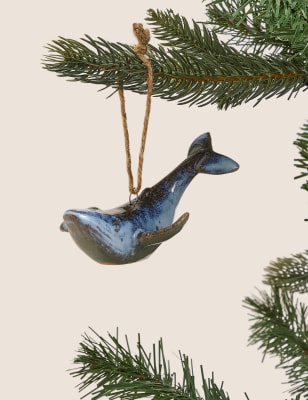 

M&S Collection Ceramic Hanging Whale Decoration - Blue Mix, Blue Mix