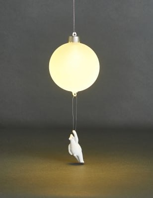 

M&S Collection Light Up Hanging Polar Bear Decoration - White, White